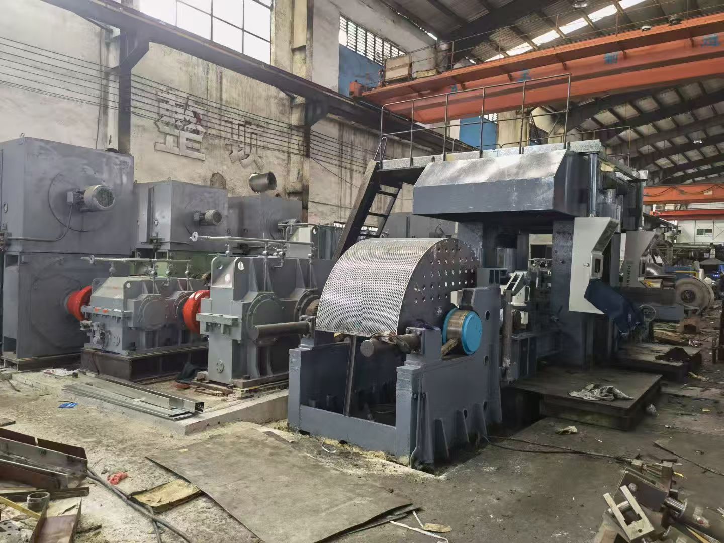 Stainless steel processing equipment inside the factory